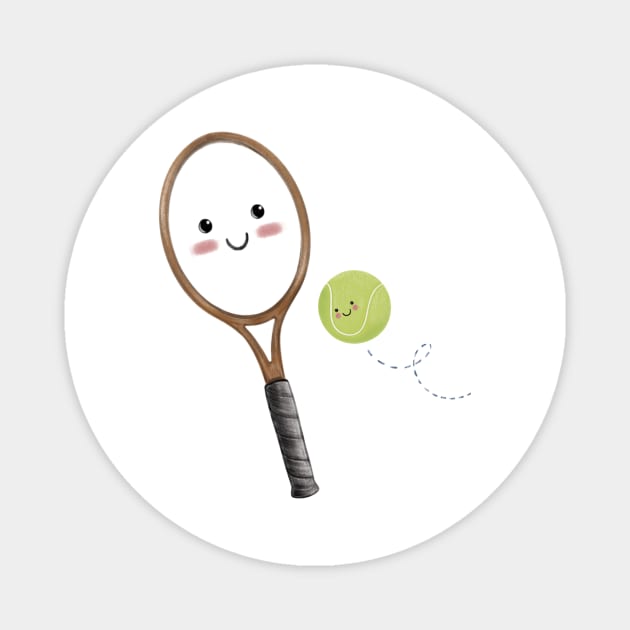 Tennis Fun! Magnet by The Pretty Pink Studio